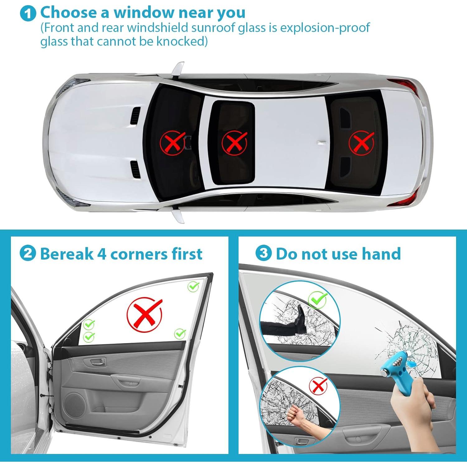 Martillo de Seguridad para Coche Yiader 3 en 1 Azul