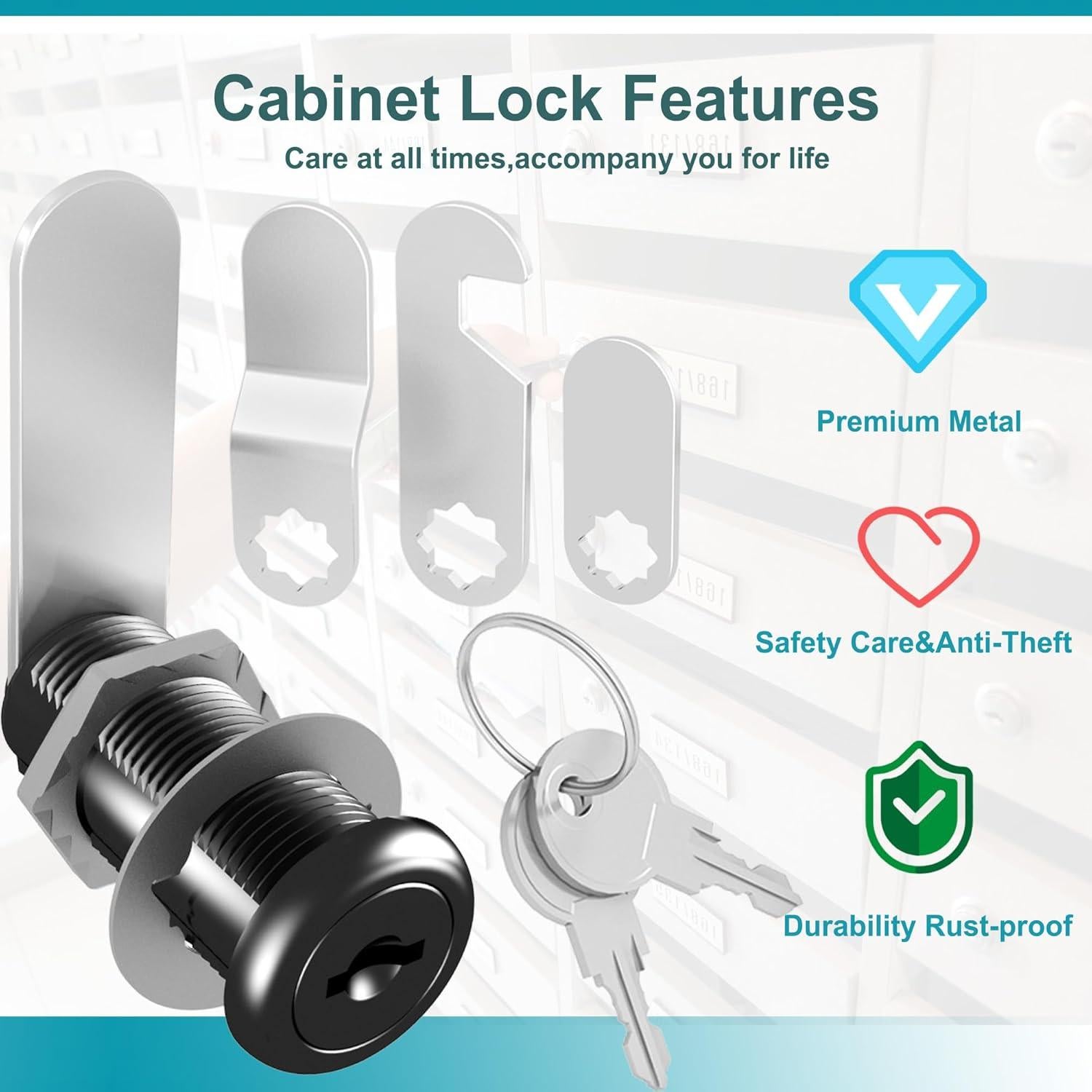 Cerraduras de Gabinete Negras Ymtzfu 1.5" con Llaves - 3 Pcs