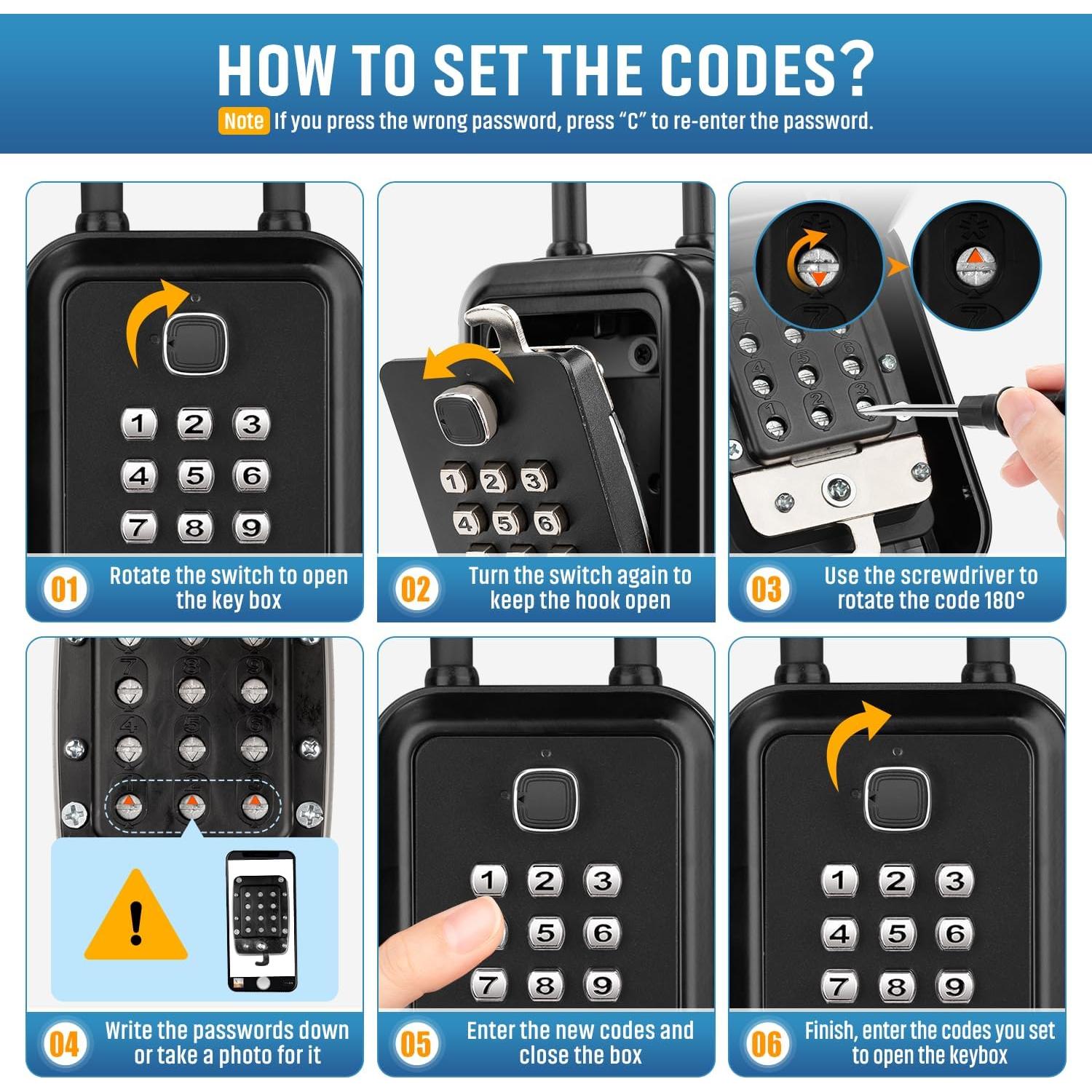 Caja de Llave TEUEN con Combinación 12 Dígitos Resistente al Agua