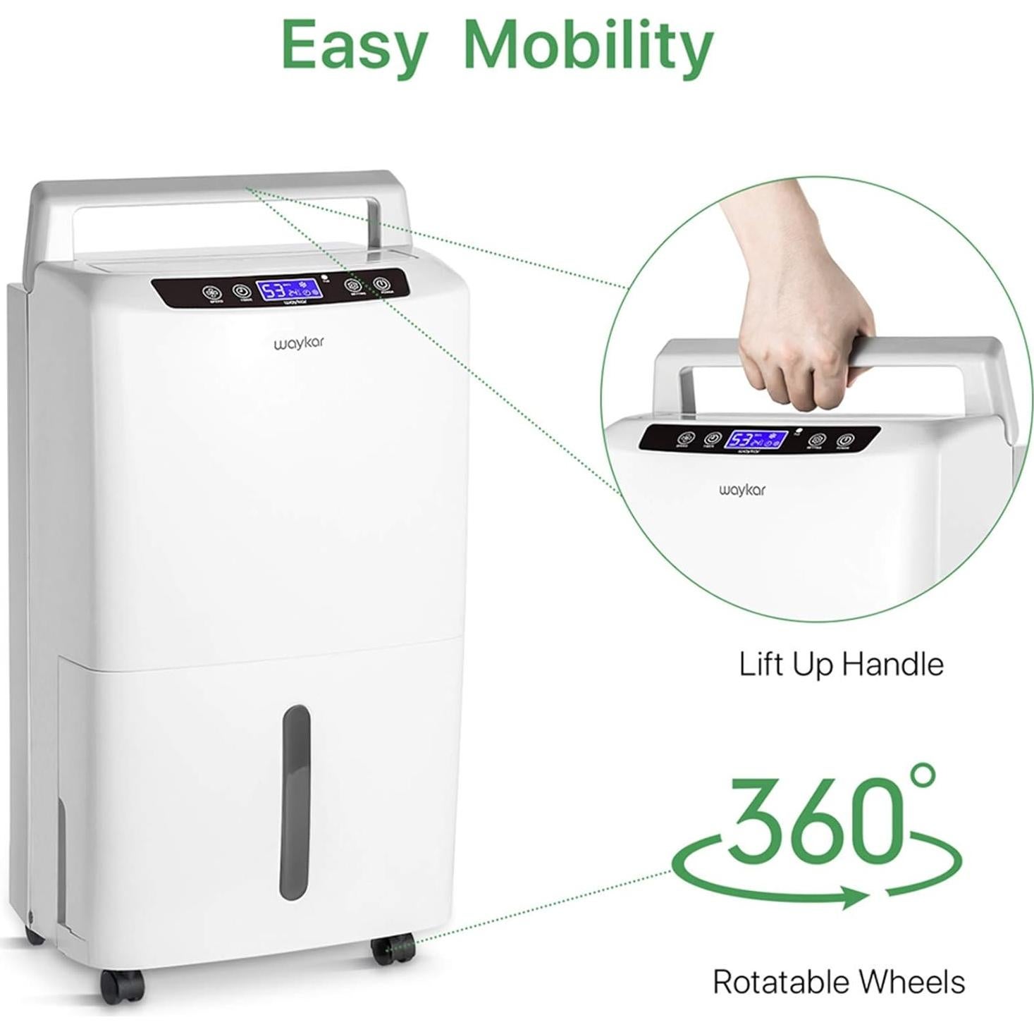 Deshumidificador Waykar 34 Pintas para 185.8 m² con Drenaje Automático