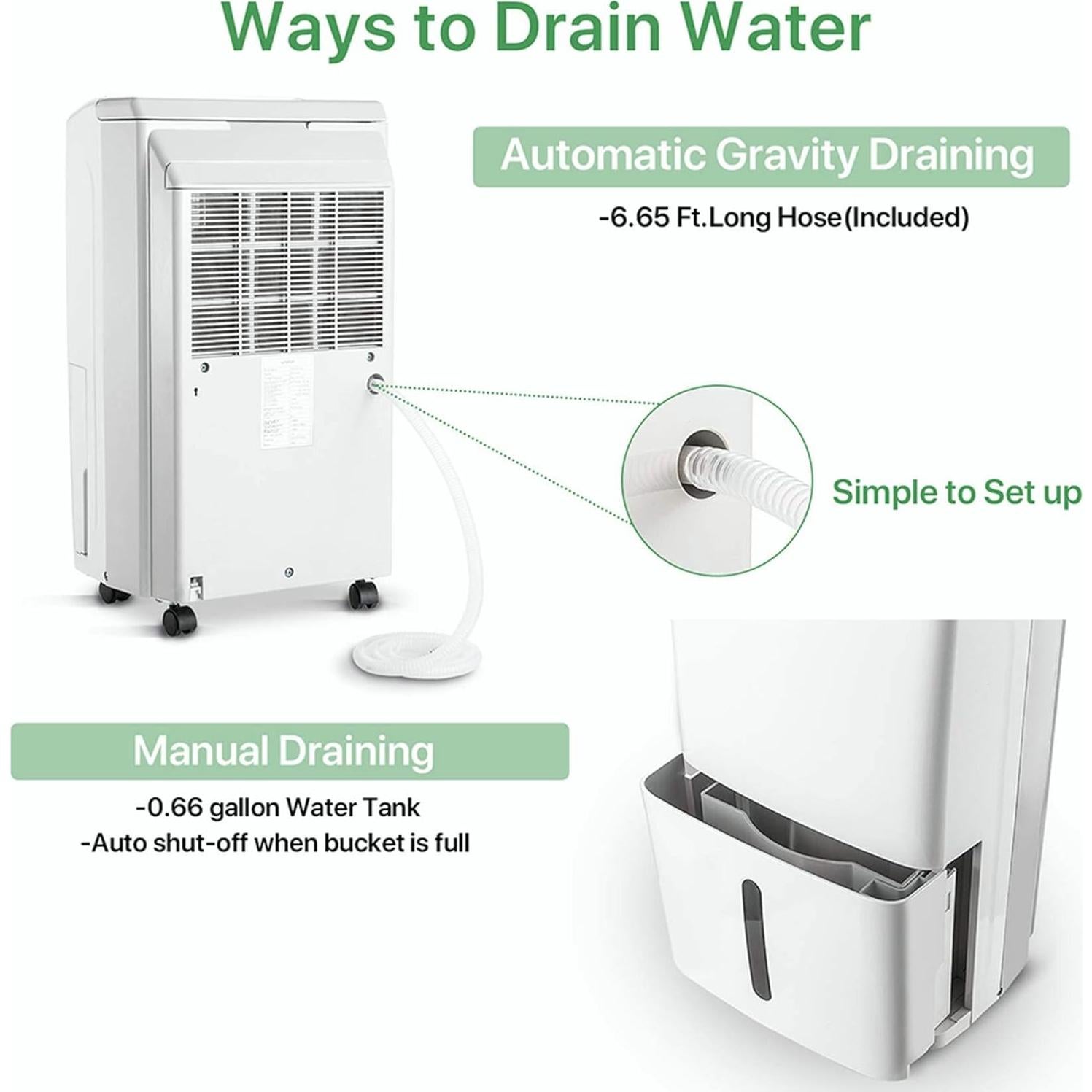 Deshumidificador Waykar 34 Pintas para 185.8 m² con Drenaje Automático
