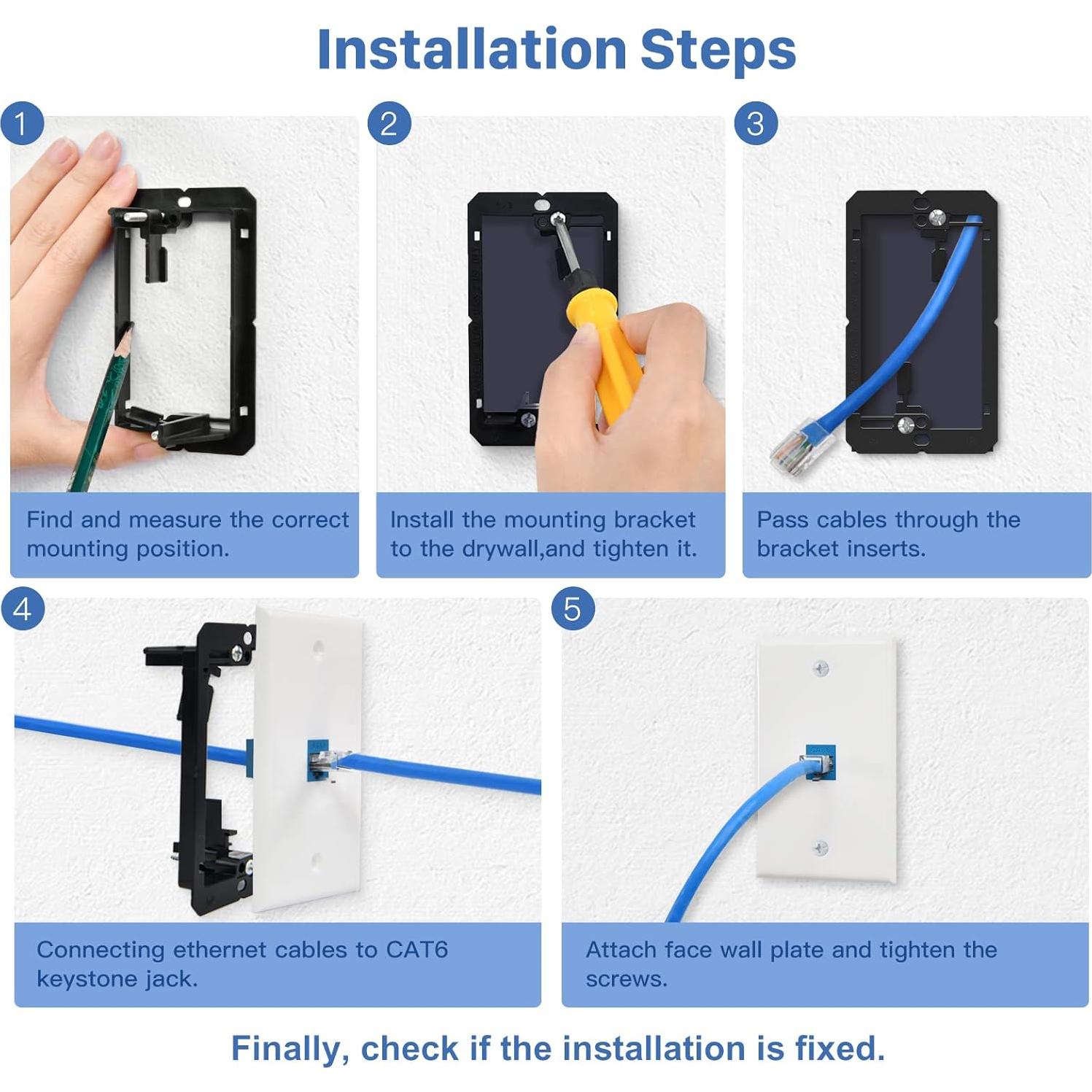 Paquete de 4 Placas de Pared Ethernet Keystone ANONION Cat6
