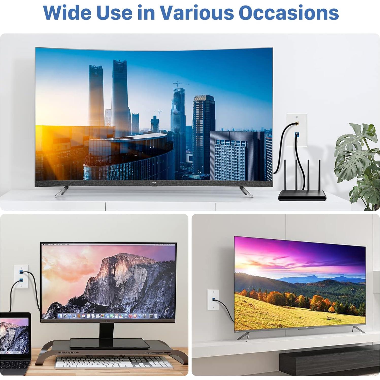 Paquete de 4 Placas de Pared Ethernet Keystone ANONION Cat6