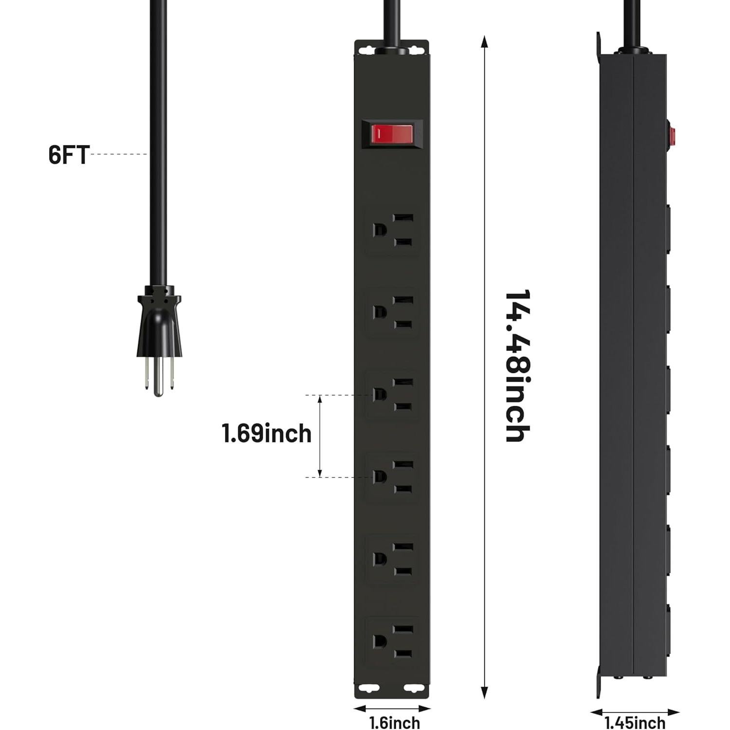 Regleta de Alimentación CFMASTER 6 Tomacorrientes 1.83m Metal