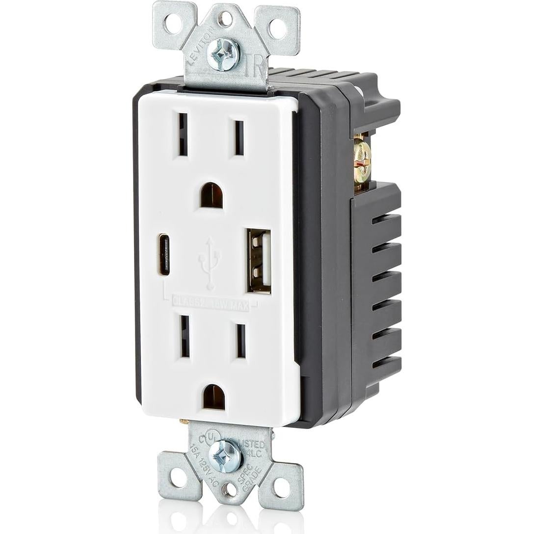 Cargador de Pared USB Leviton T5638 18W Tipo A/C Blanco