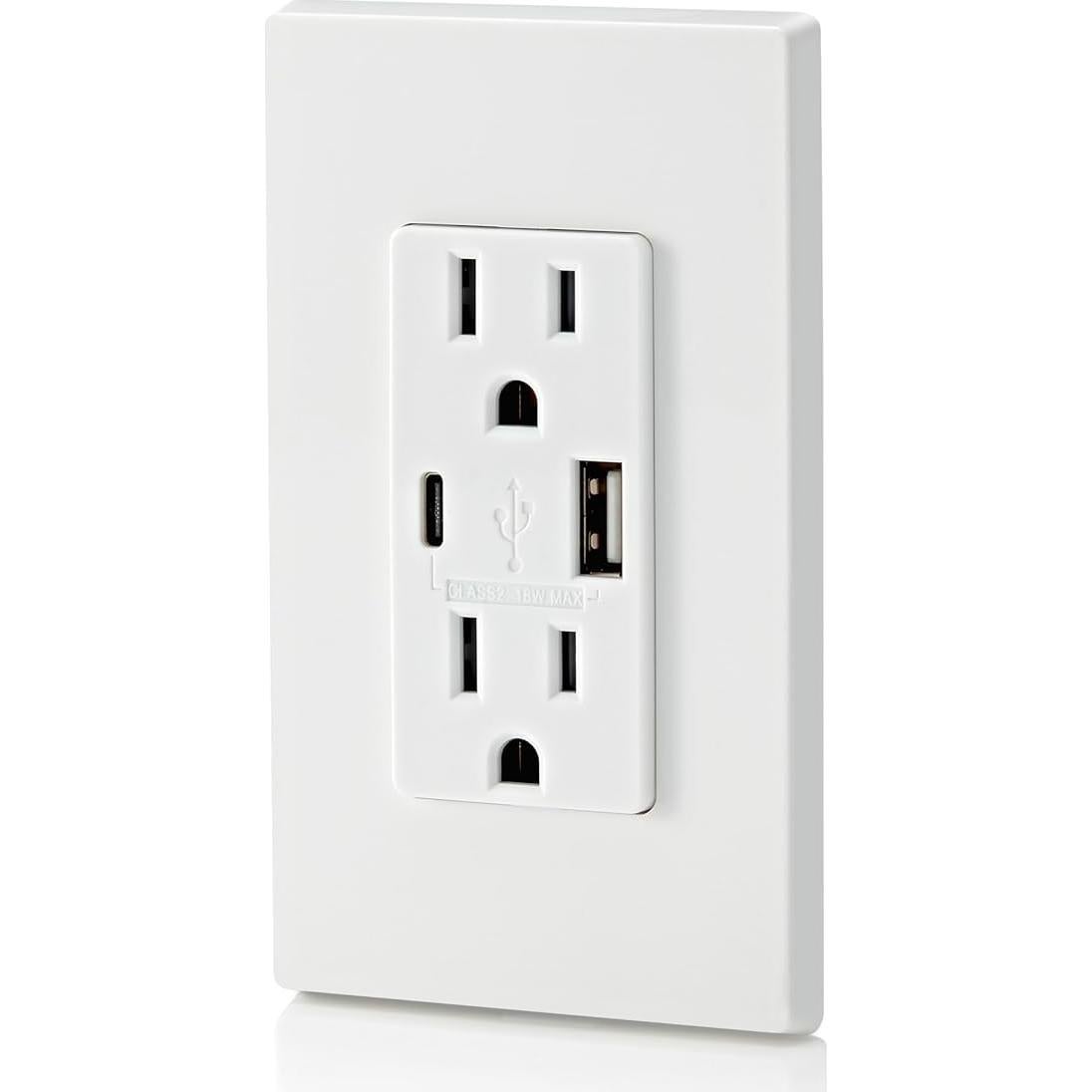 Cargador de Pared USB Leviton T5638 18W Tipo A/C Blanco