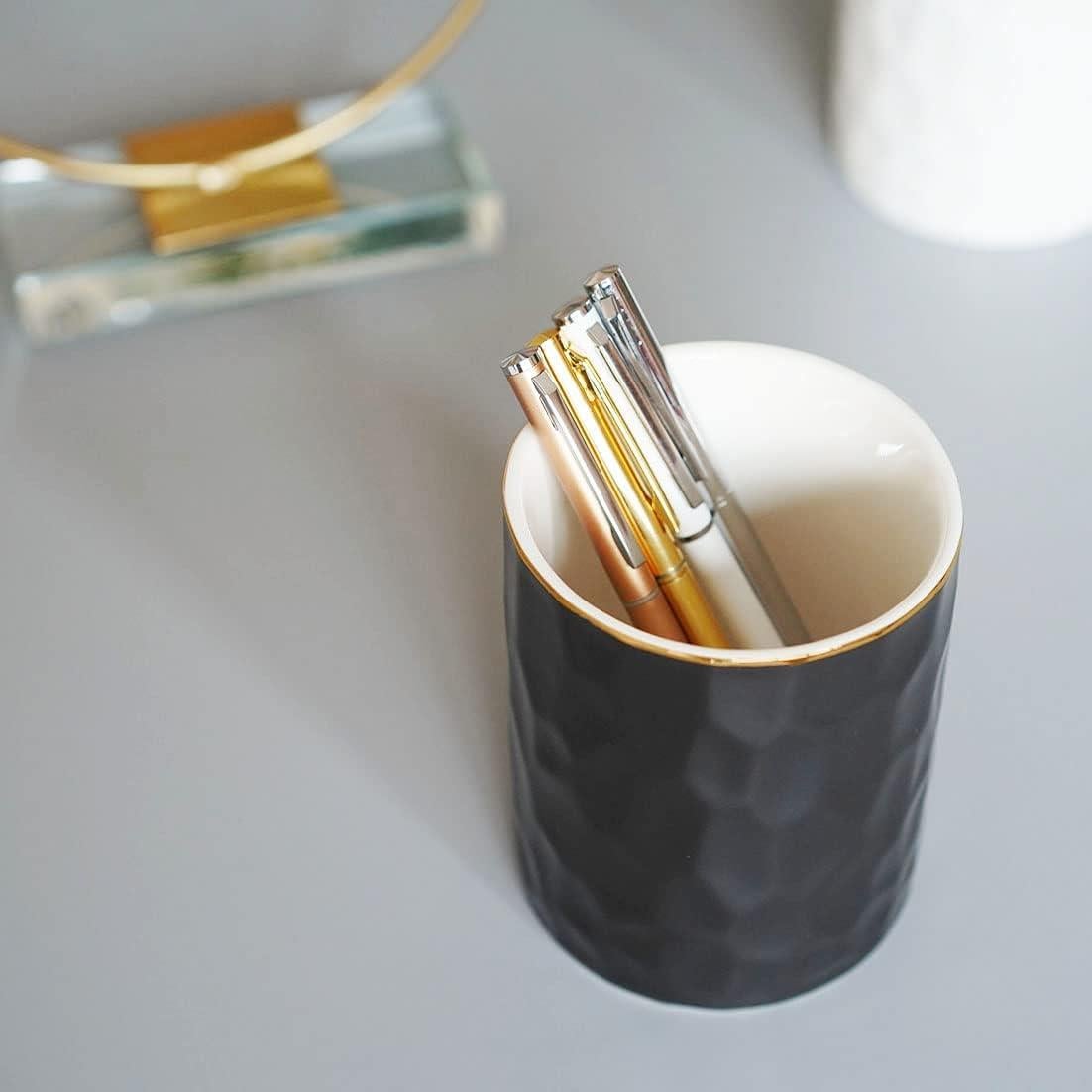 Taza organizadora de cerámica HANKOR negra para escritorio