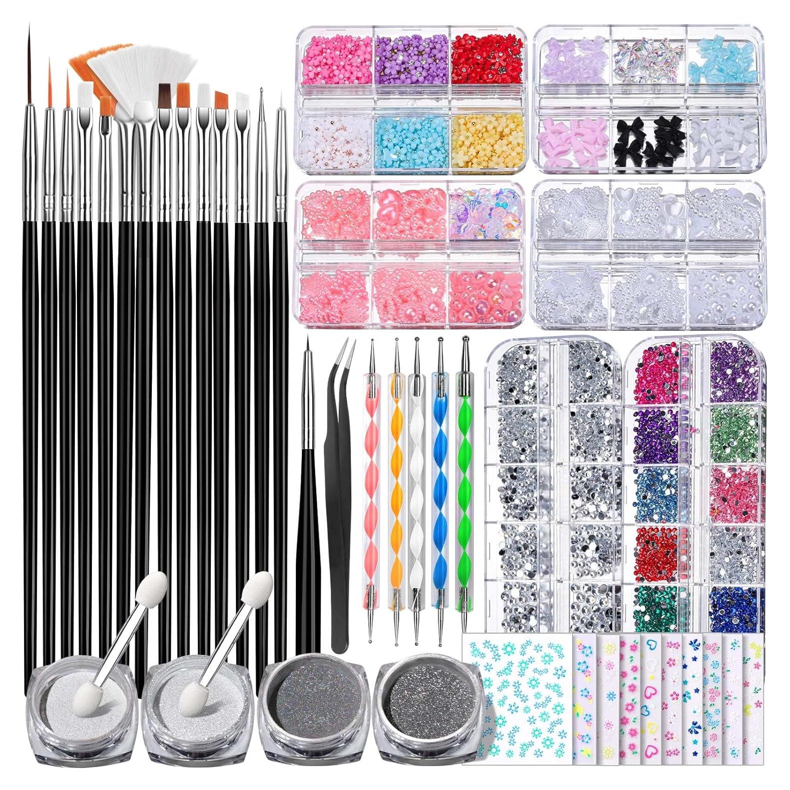 Kit de Arte de Uñas FANDAMEI - 15 Pinceles + Decoraciones