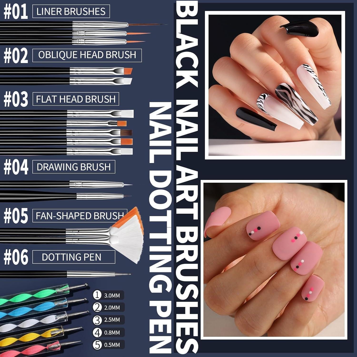 Kit de Arte de Uñas FANDAMEI - 15 Pinceles + Decoraciones