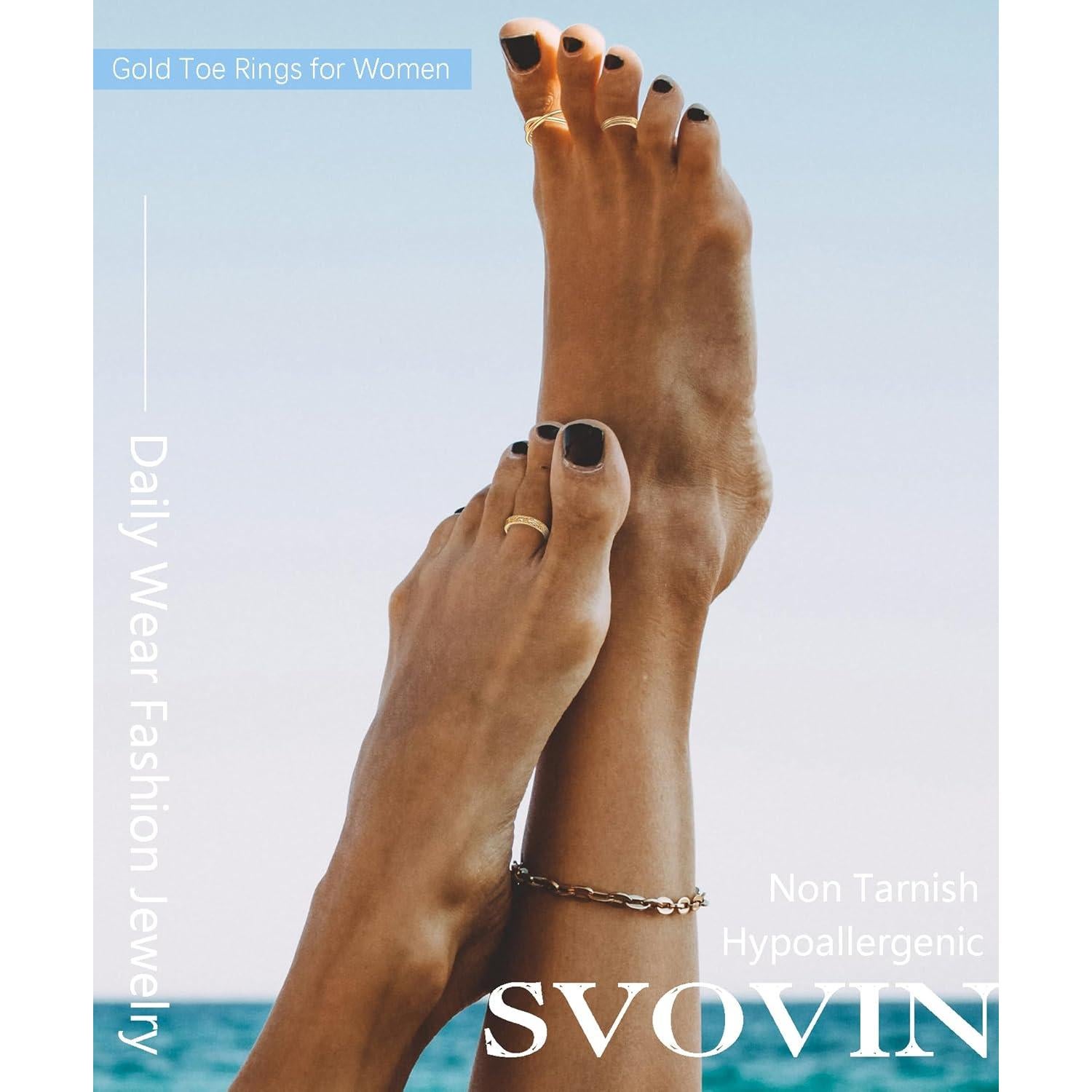 Set de 5 Anillos Ajustables de Oro 14K para Mujeres