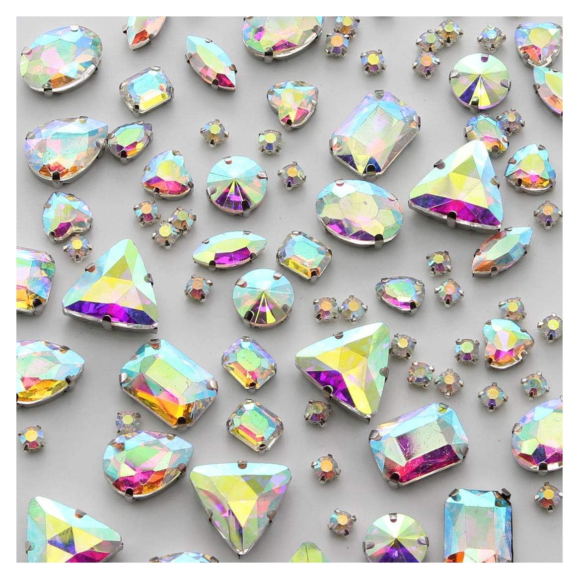 Piedras de Strass para Coser TANOSII 100 PCS AB Blanca