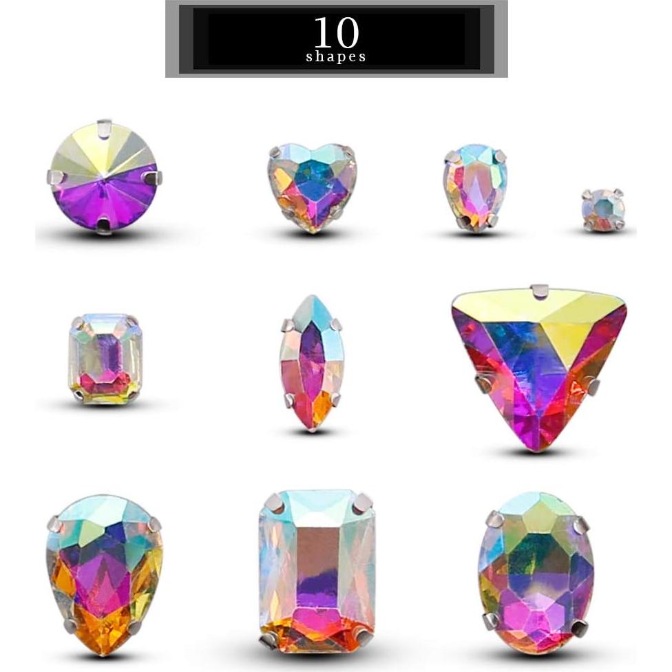 Piedras de Strass para Coser TANOSII 100 PCS AB Blanca