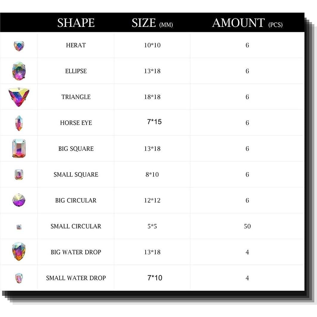 Piedras de Strass para Coser TANOSII 100 PCS AB Blanca