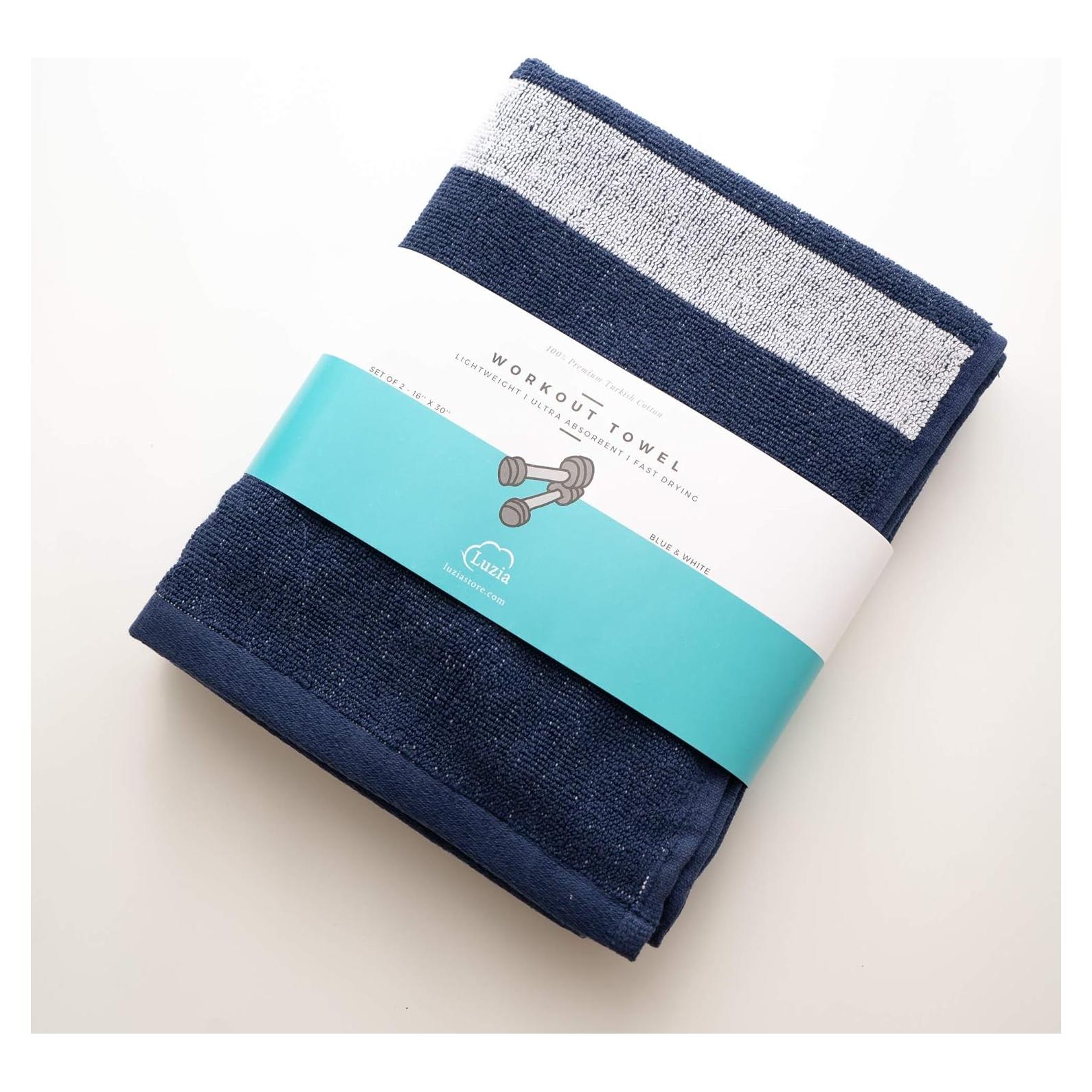 Toallas de Entrenamiento Rayadas Luzia 100% Algodón Turco - Paquete de 4
