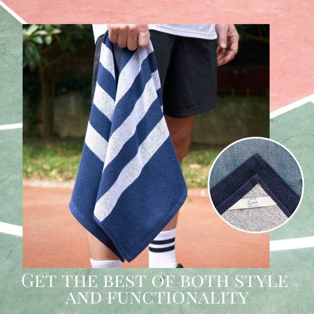 Toallas de Entrenamiento Rayadas Luzia 100% Algodón Turco - Paquete de 4