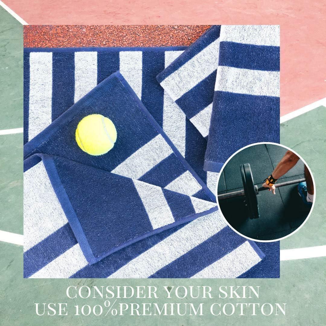 Toallas de Entrenamiento Rayadas Luzia 100% Algodón Turco - Paquete de 4