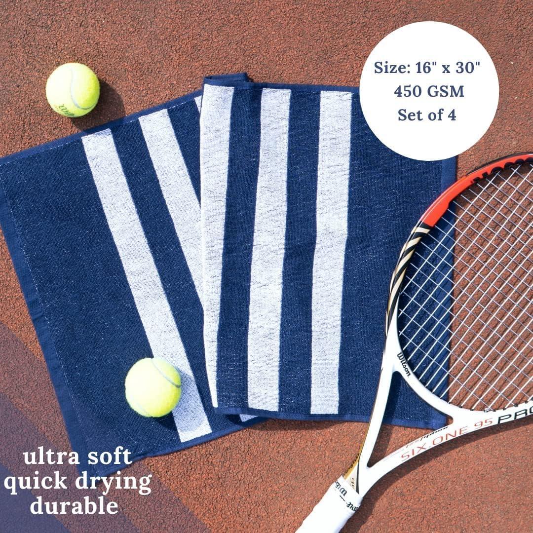 Toallas de Entrenamiento Rayadas Luzia 100% Algodón Turco - Paquete de 4