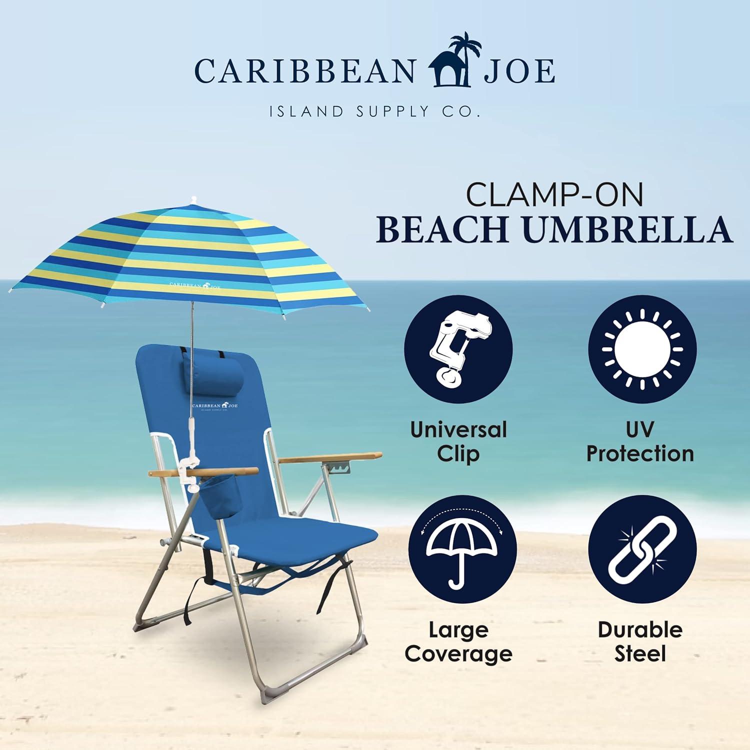 Sombrilla de Playa Caribbean Joe Ajustable UV 121.92 cm Rayas Negras