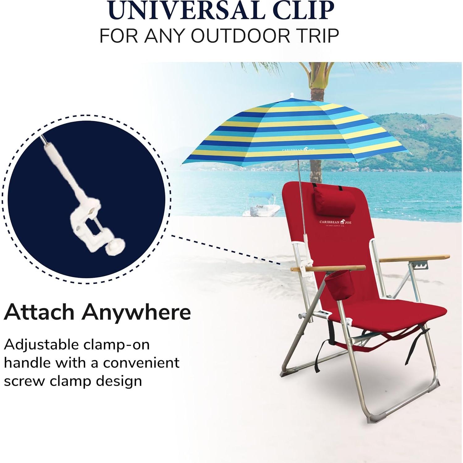 Sombrilla de Playa Caribbean Joe Ajustable UV 121.92 cm Rayas Negras