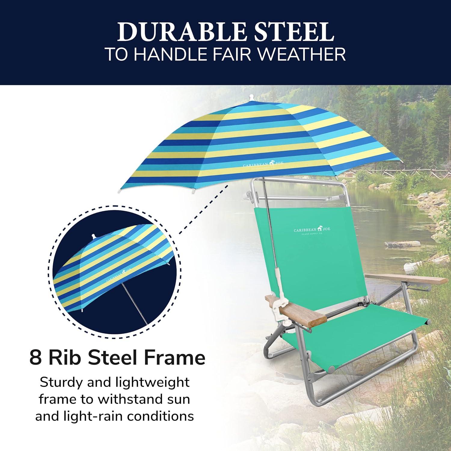 Sombrilla de Playa Caribbean Joe Ajustable UV 121.92 cm Rayas Negras