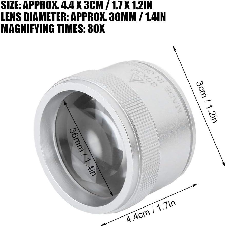 Lupa de Aumento 30X Cosiki Plata para Joyería y Antigüedades