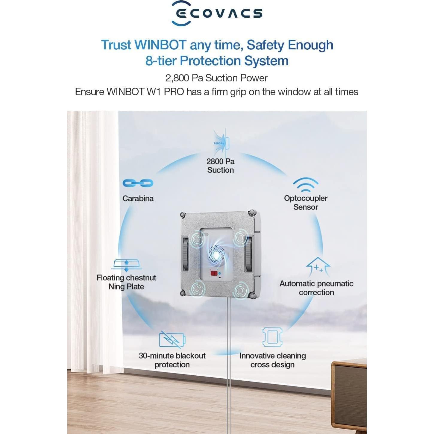 Robot de Limpieza de Ventanas ECOVACS Winbot W1 Pro 2800Pa