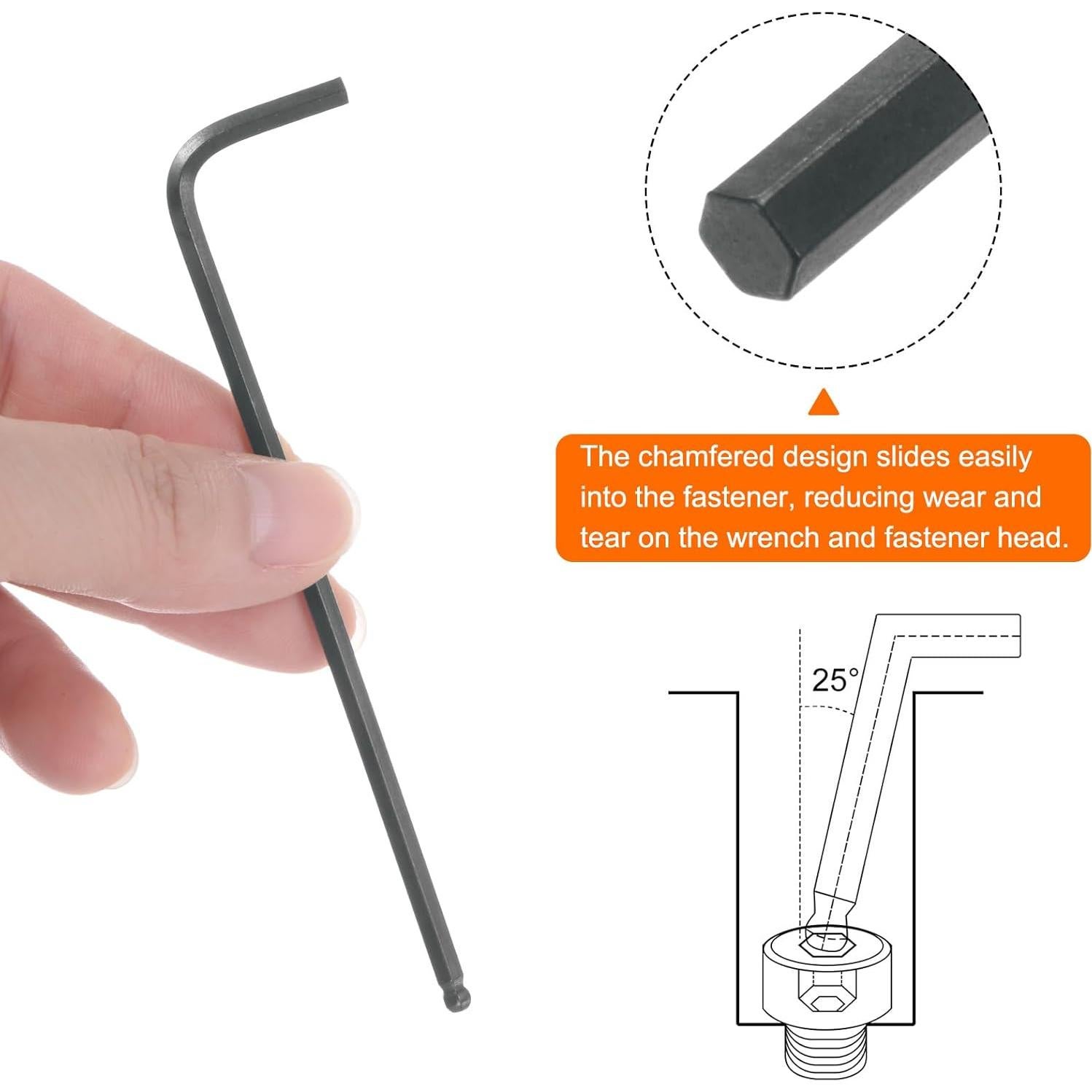 Juego de Llaves Allen HARFINGTON 4 Piezas Punta Esférica 1/8"