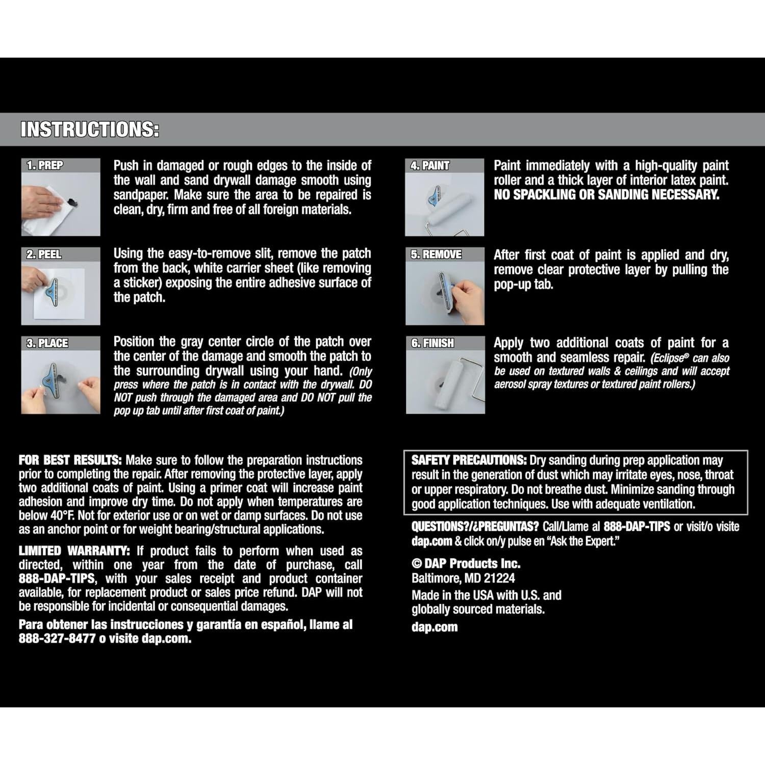 Parche de Reparación DAP Eclipse 10.16 cm para Paredes
