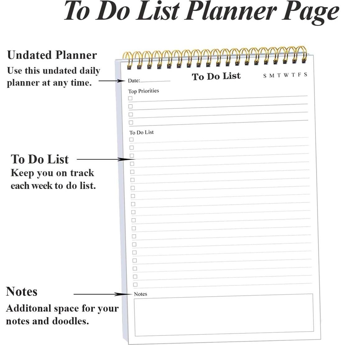 Bloc de Notas de Lista de Tareas Yaridar A5 - Paquete de 5, 500 Páginas