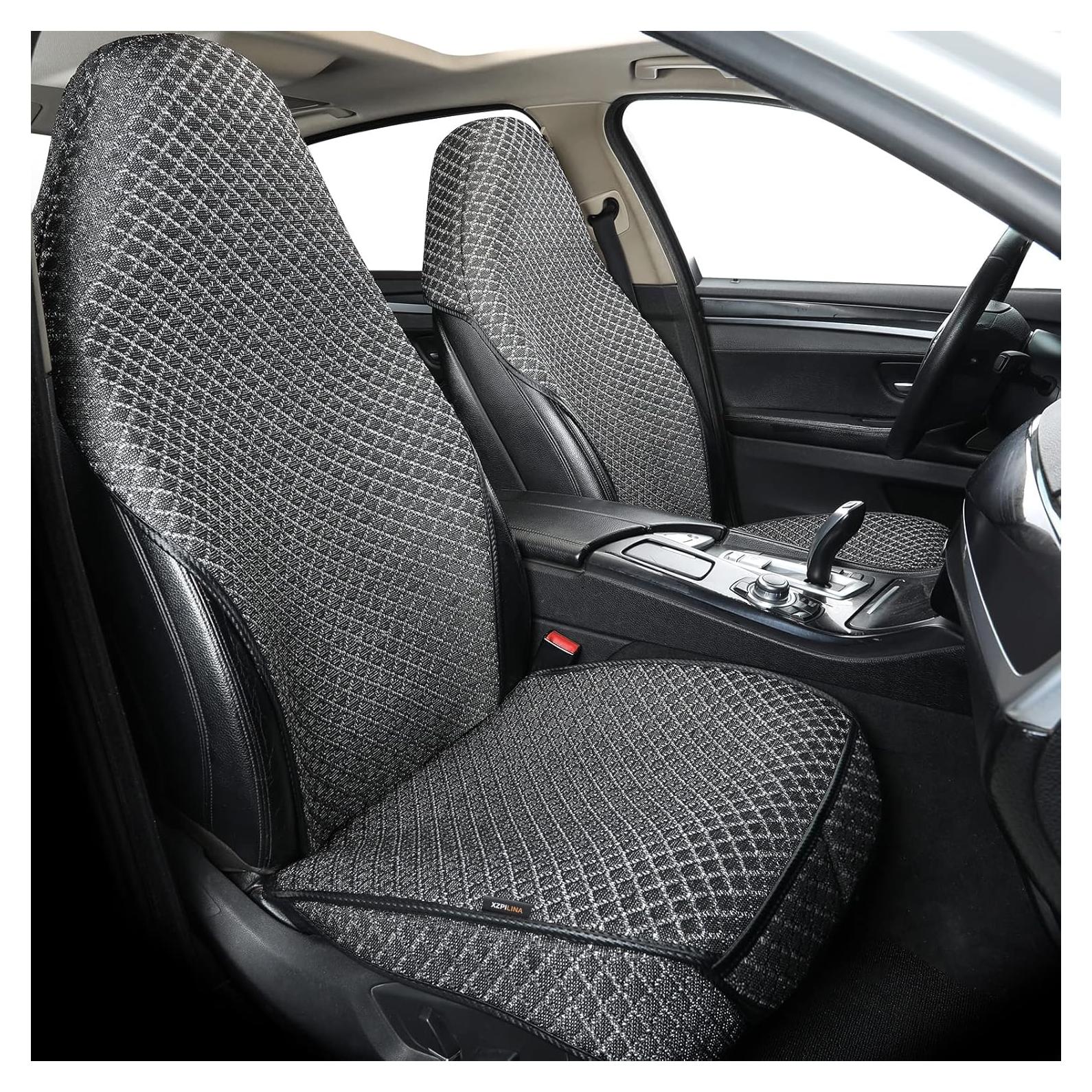 Bucket Seat Cover，Breathable Car Seat Cover,Front Seat Protector,Luxury Driver Seat Cover, Universal Car Seat Cushion,Suitable for All Seasons,Airbag Compatible(B-Black-2PCS)