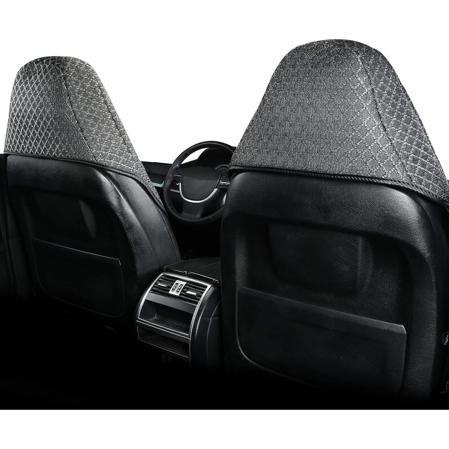 Bucket Seat Cover，Breathable Car Seat Cover,Front Seat Protector,Luxury Driver Seat Cover, Universal Car Seat Cushion,Suitable for All Seasons,Airbag Compatible(B-Black-2PCS)