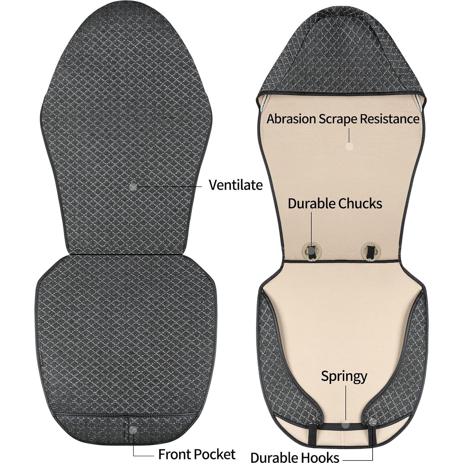 Bucket Seat Cover，Breathable Car Seat Cover,Front Seat Protector,Luxury Driver Seat Cover, Universal Car Seat Cushion,Suitable for All Seasons,Airbag Compatible(B-Black-2PCS)