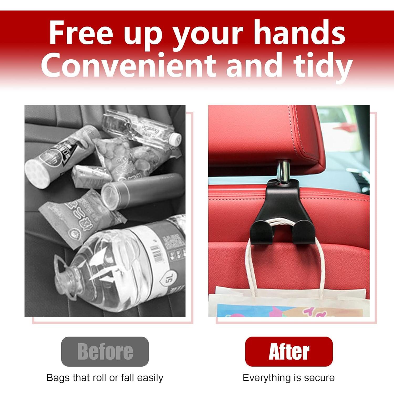 Ganchos para Reposacabezas de Coche Suvnie - 2 Piezas, Negro