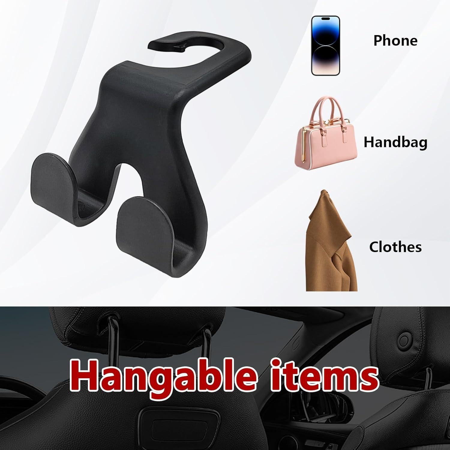 Ganchos para Reposacabezas de Coche Suvnie - 2 Piezas, Negro