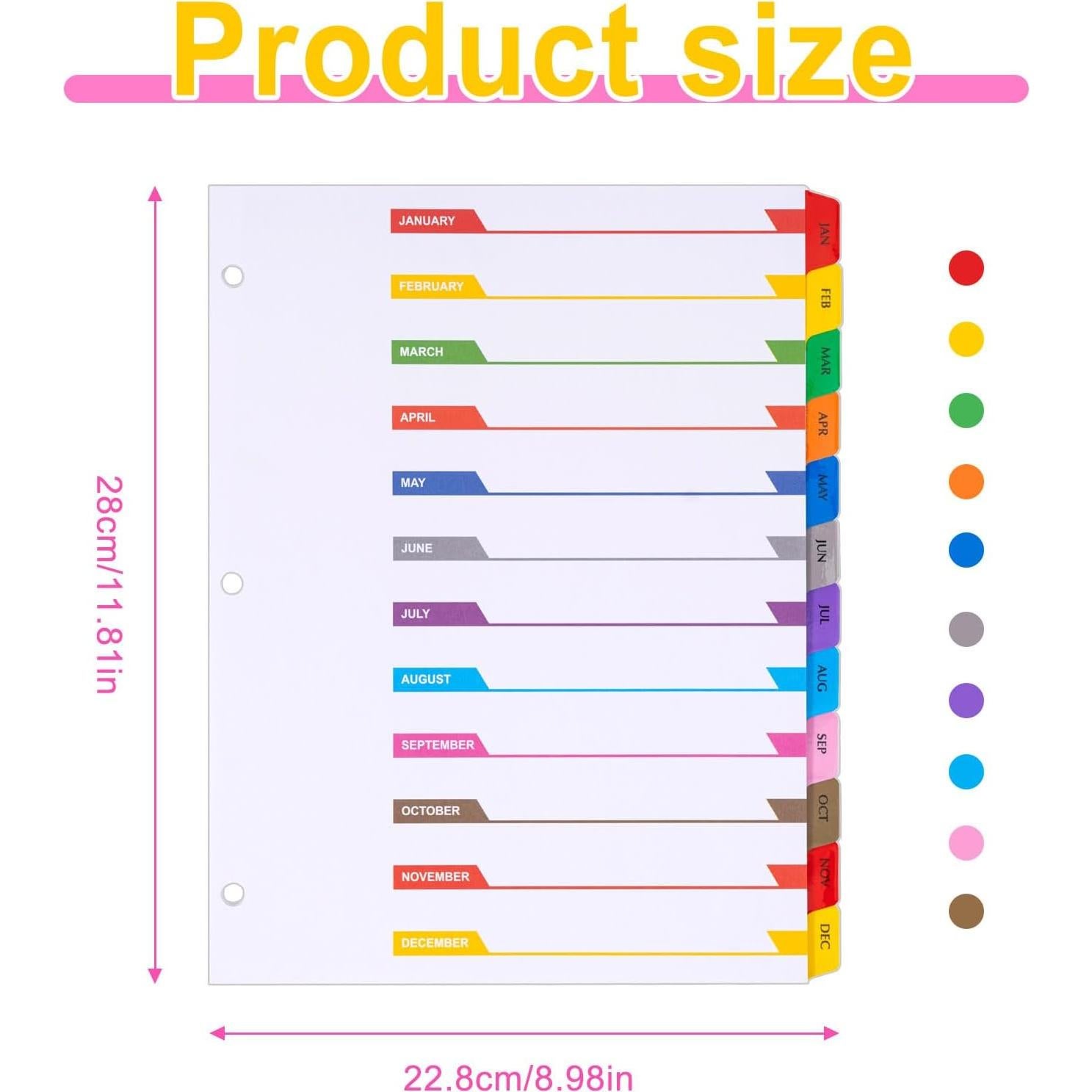 Separadores Mensuales A4 Multicolor LE PAPILLION - 12 Pestañas