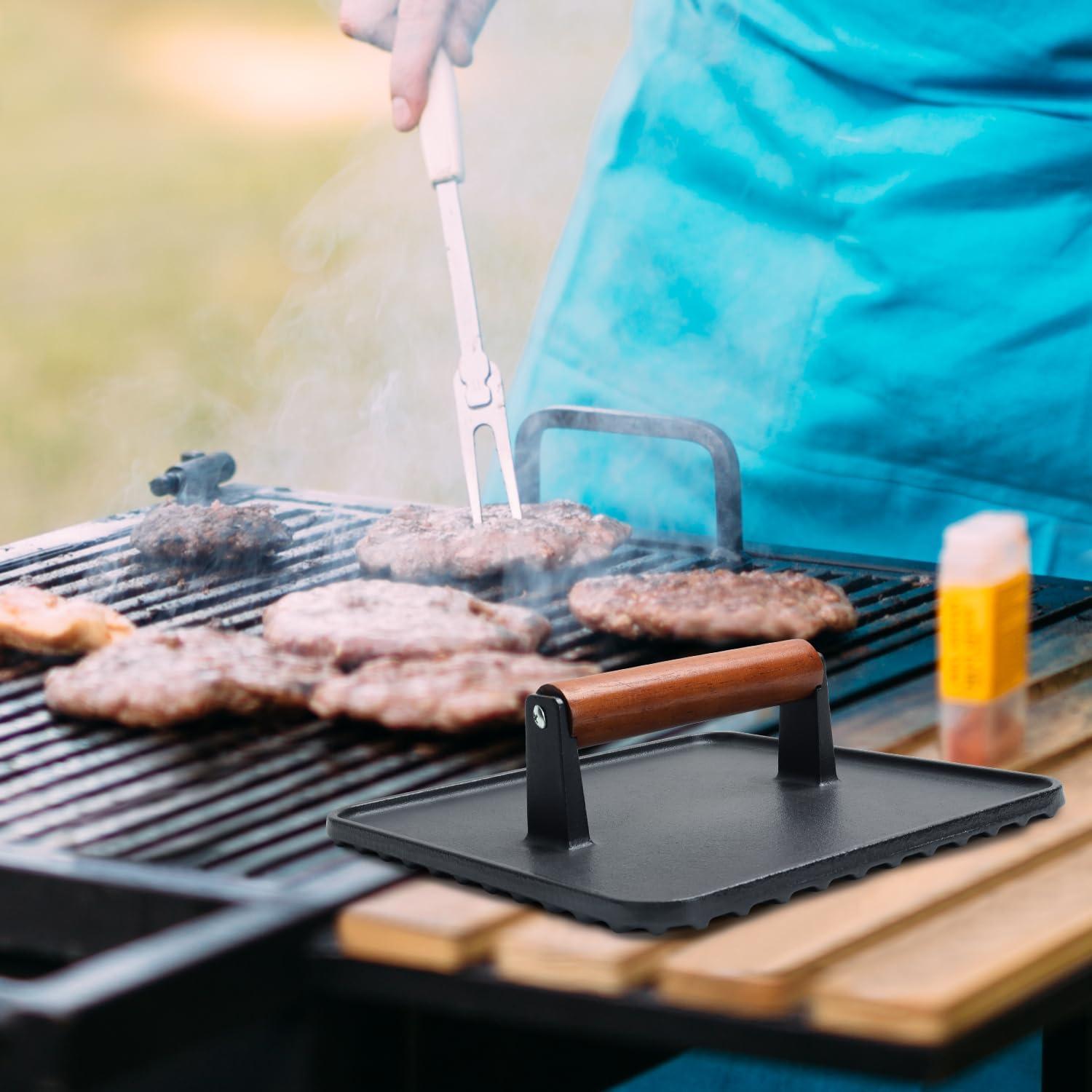 Prensa de Hamburguesas de Hierro Fundido SafBbcue 10" x2