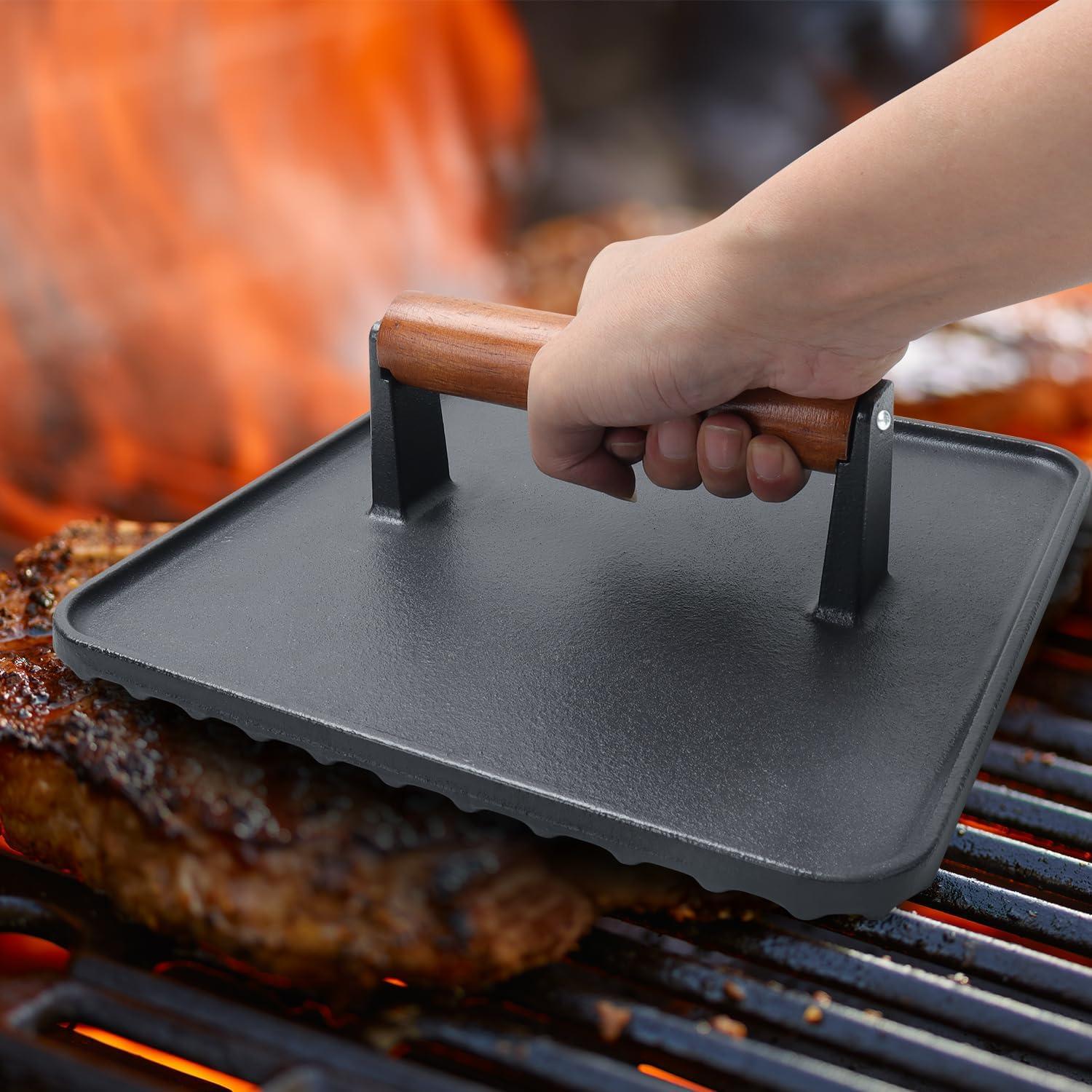 Prensa de Hamburguesas de Hierro Fundido SafBbcue 10" x2