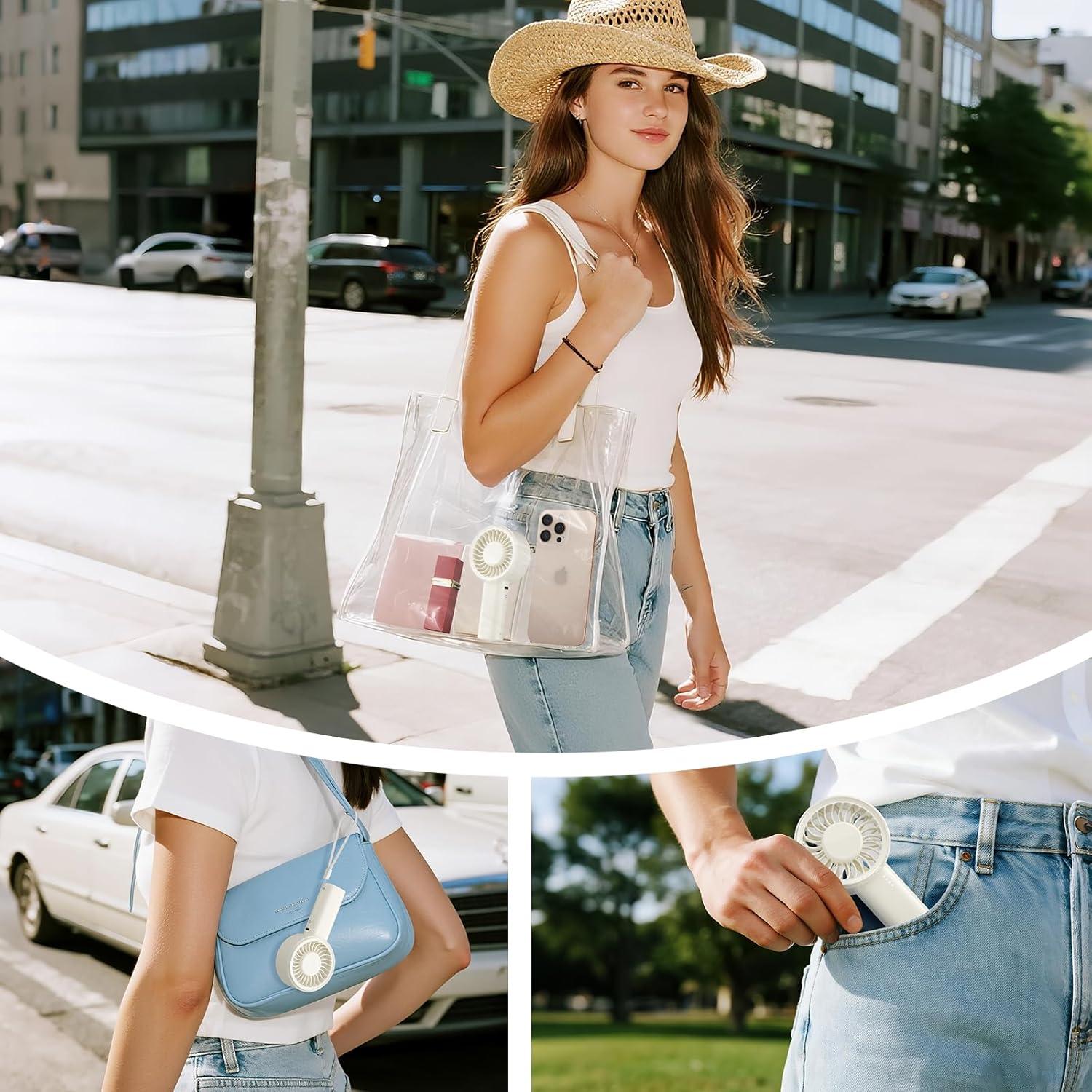 Ventilador de Mano Recargable HandFan Beige 5 Niveles Turbo