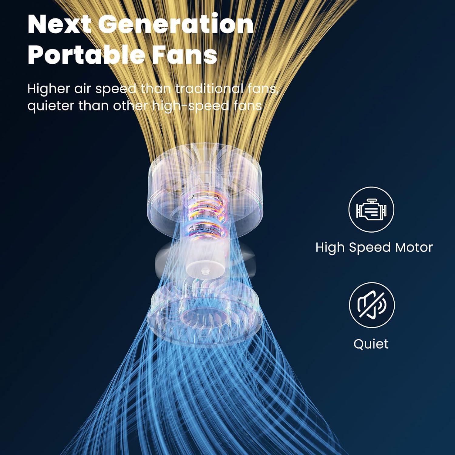 Ventilador de Mano Recargable HandFan Beige 5 Niveles Turbo