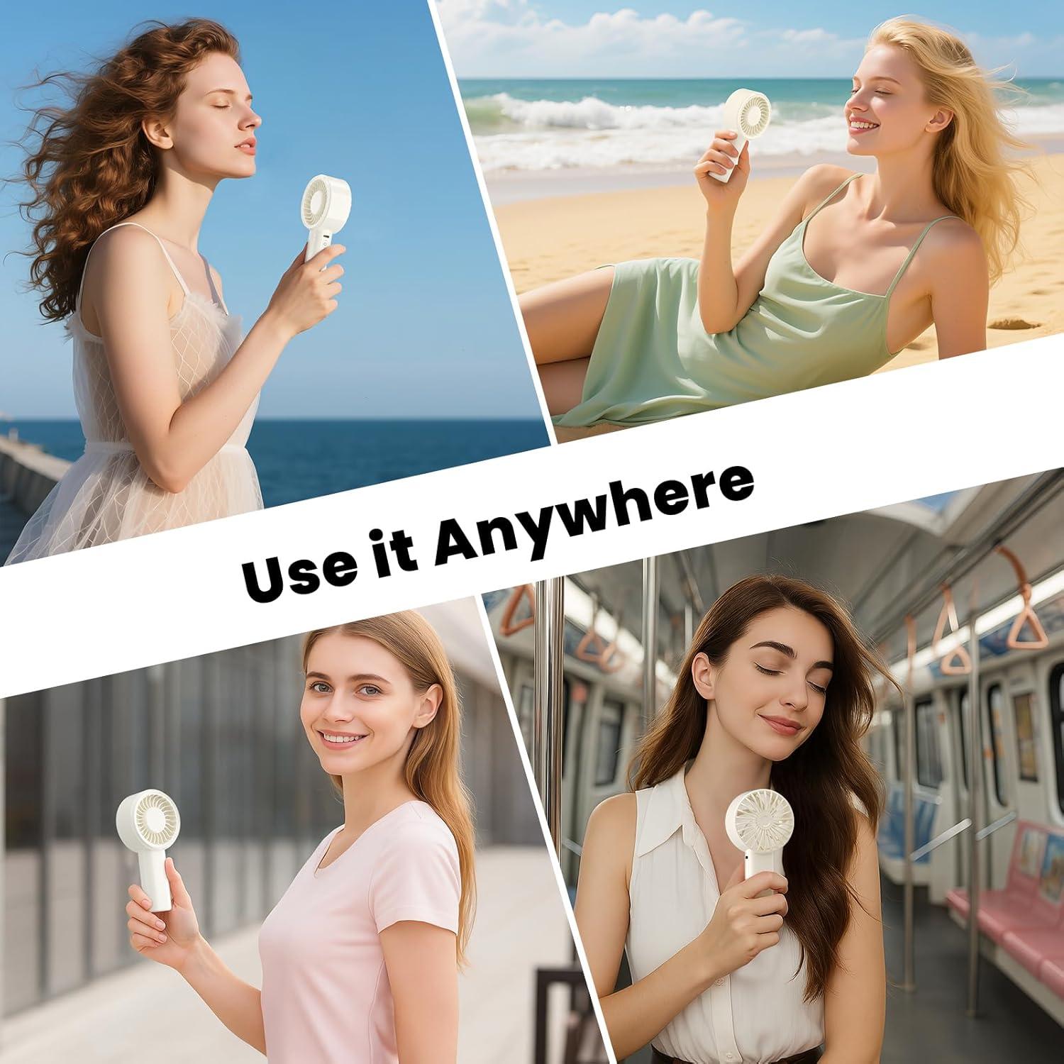 Ventilador de Mano Recargable HandFan Beige 5 Niveles Turbo