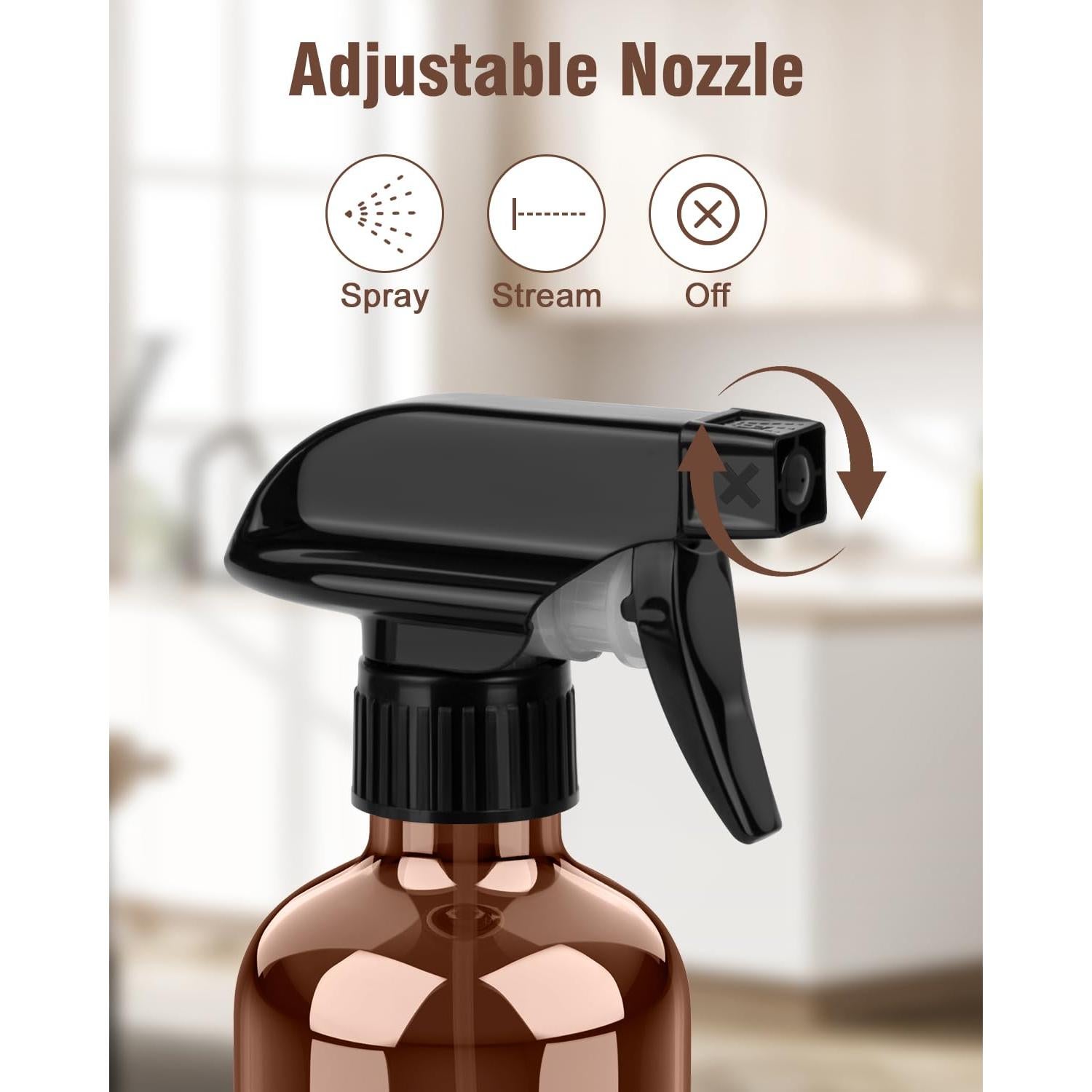 Juego de 2 Botellas de Spray de Vidrio Ámbar 236.6 ml Bontip