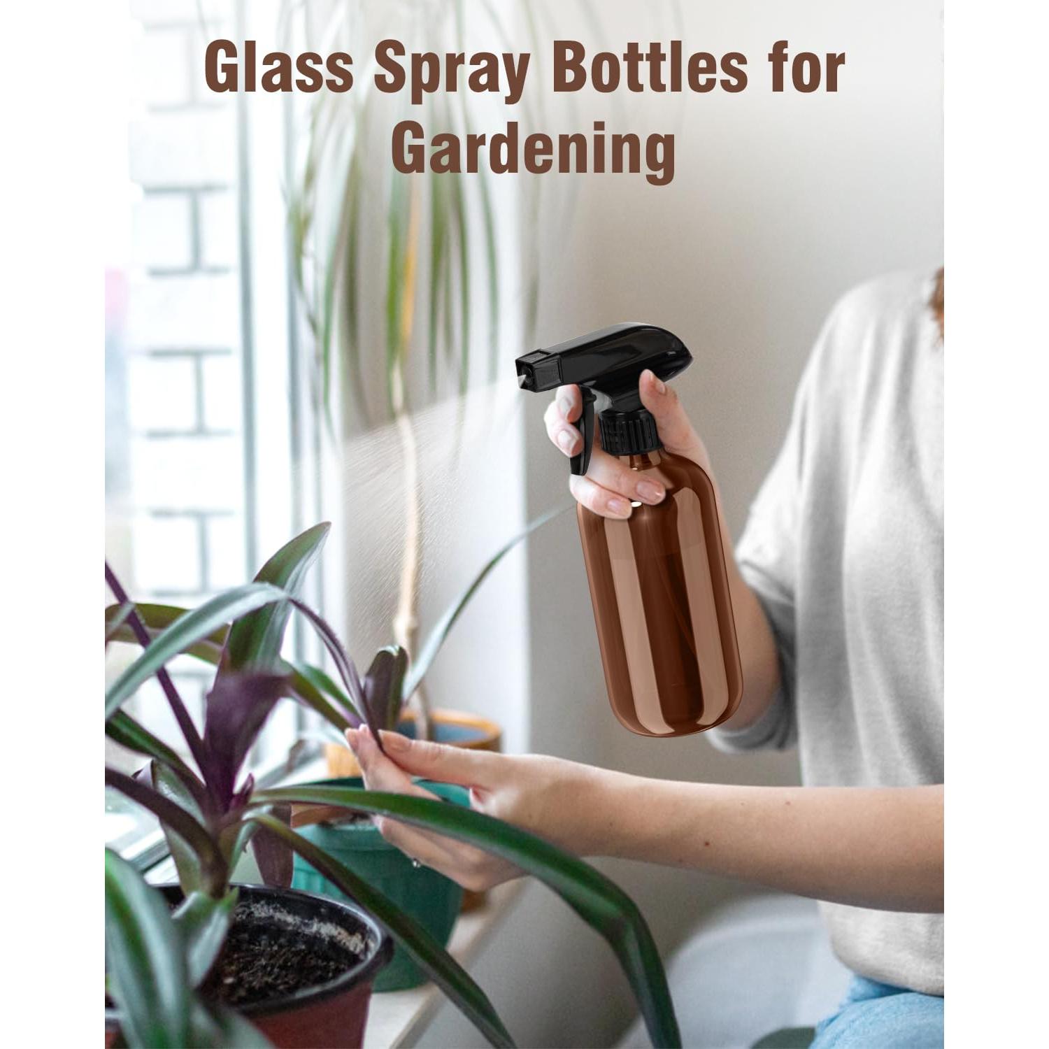 Juego de 2 Botellas de Spray de Vidrio Ámbar 236.6 ml Bontip