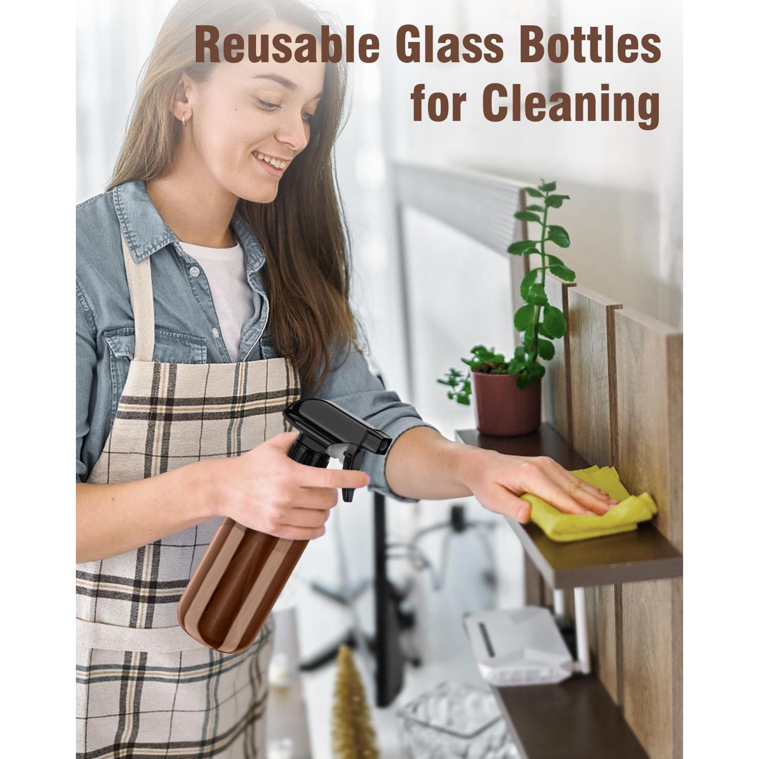 Juego de 2 Botellas de Spray de Vidrio Ámbar 236.6 ml Bontip