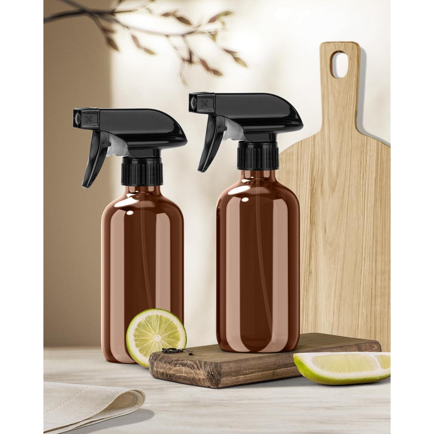 Juego de 2 Botellas de Spray de Vidrio Ámbar 236.6 ml Bontip