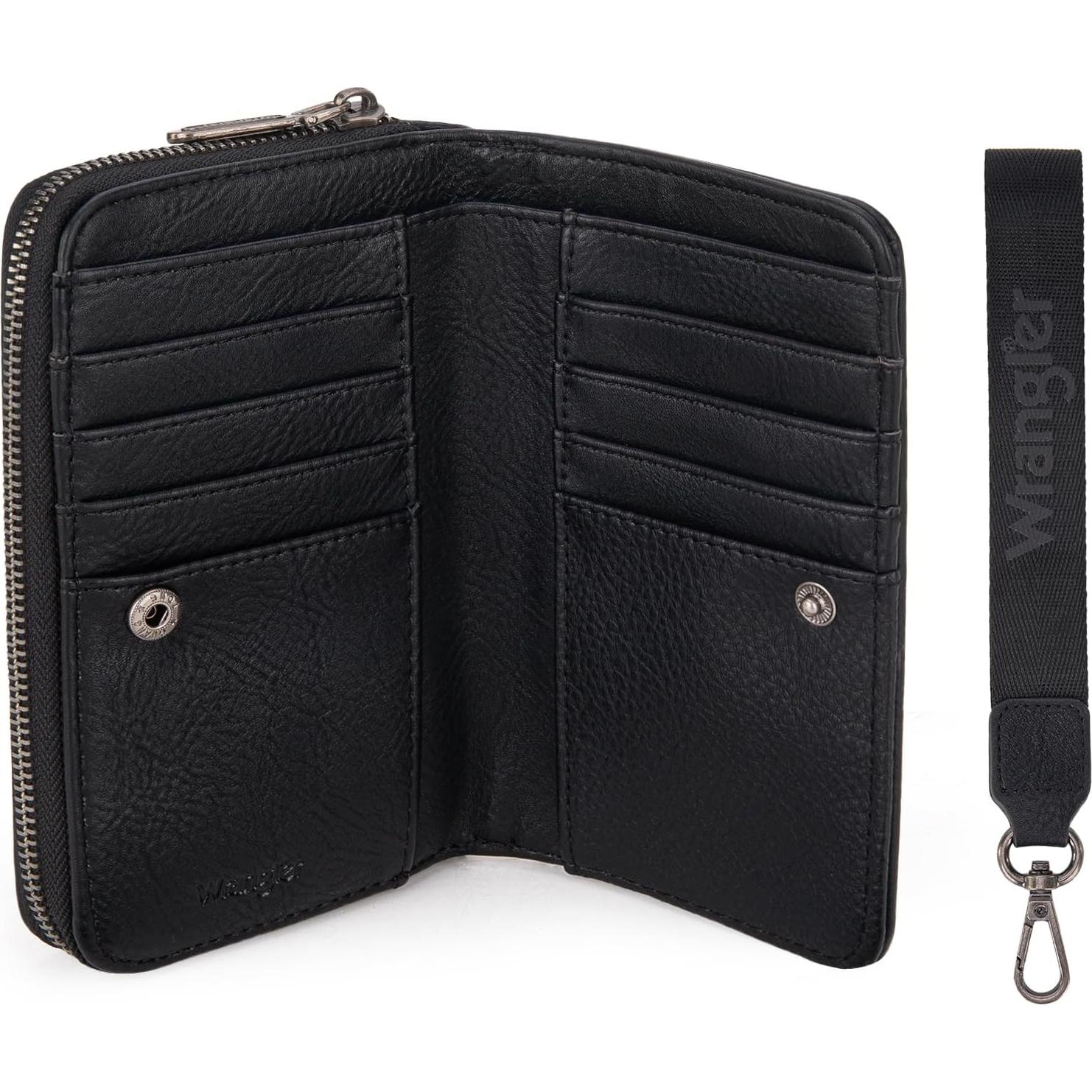 Billetera Bifold Montana West Wrangler Mujer RFID Negra