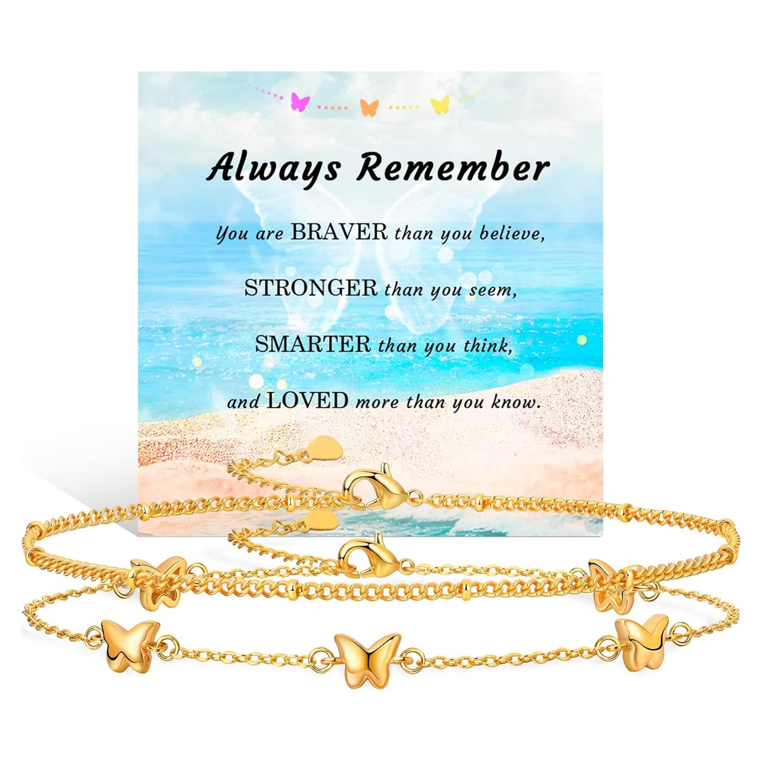 Tobilleras de Mariposa Doradas y Perlas para Mujeres 2Pcs