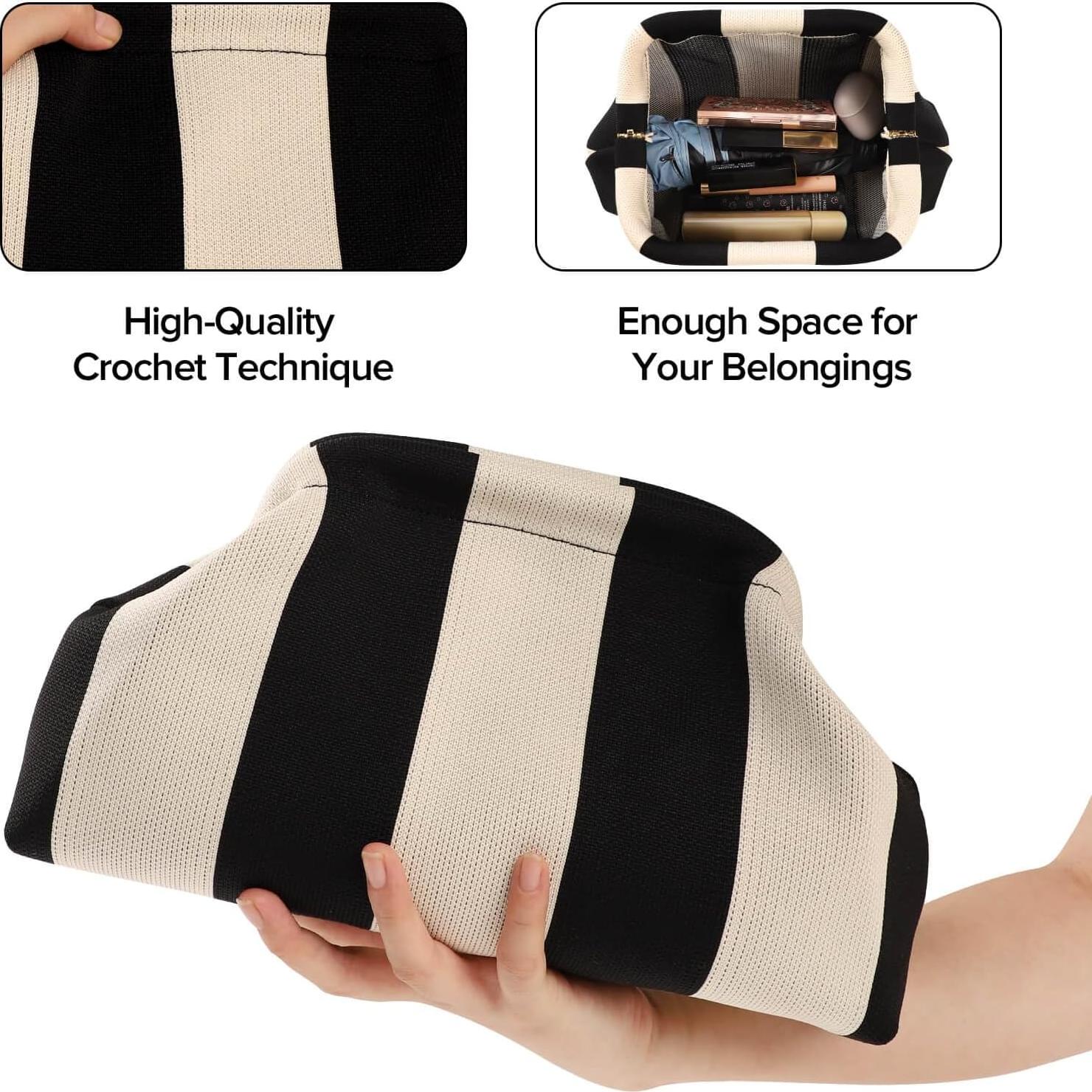 Bolsa de Dumpling Tejida Wrorou Rosa y Verde 29x10x22 cm