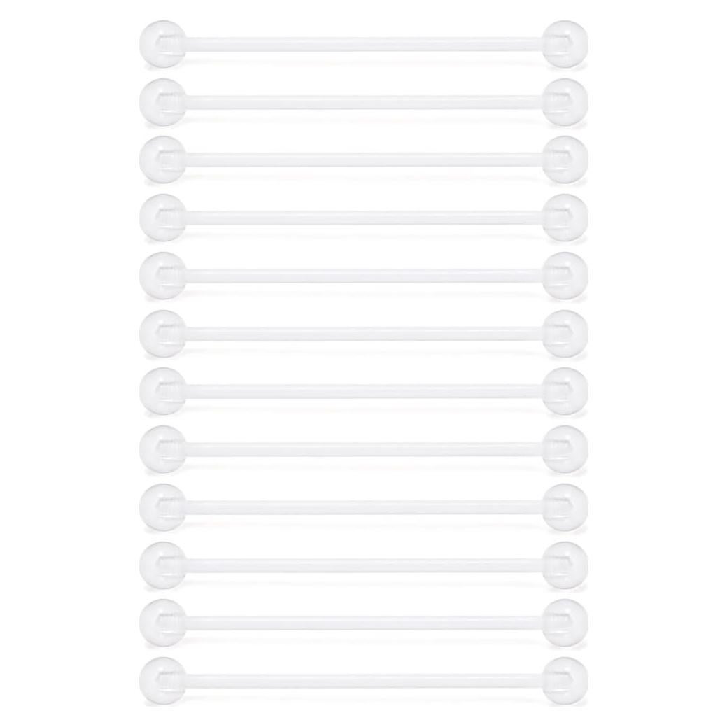 Set de 12 Aretes Retenedores Industriales SCERRING 14G Acrílico Claro