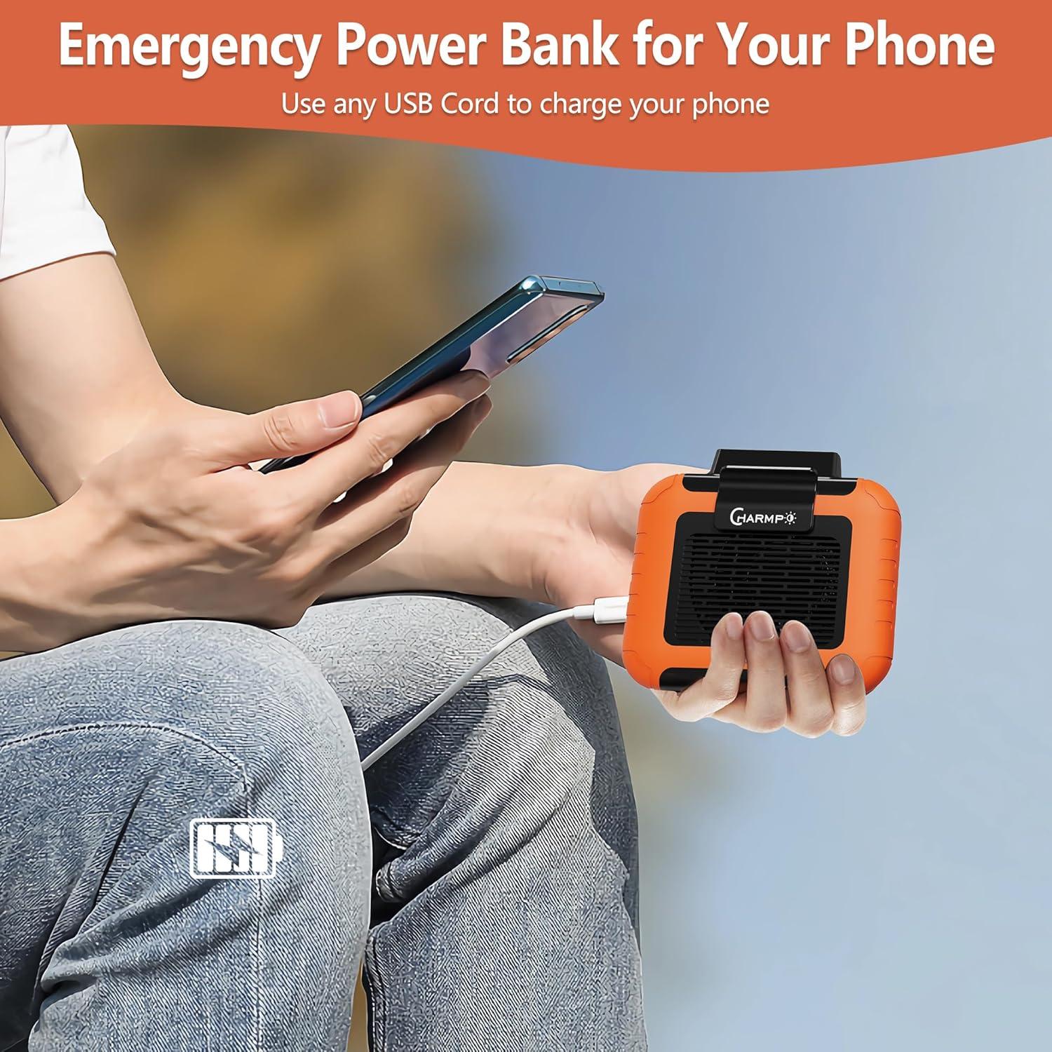 Ventilador de Cintura CHARMP 6000mAh 3 Velocidades Naranja