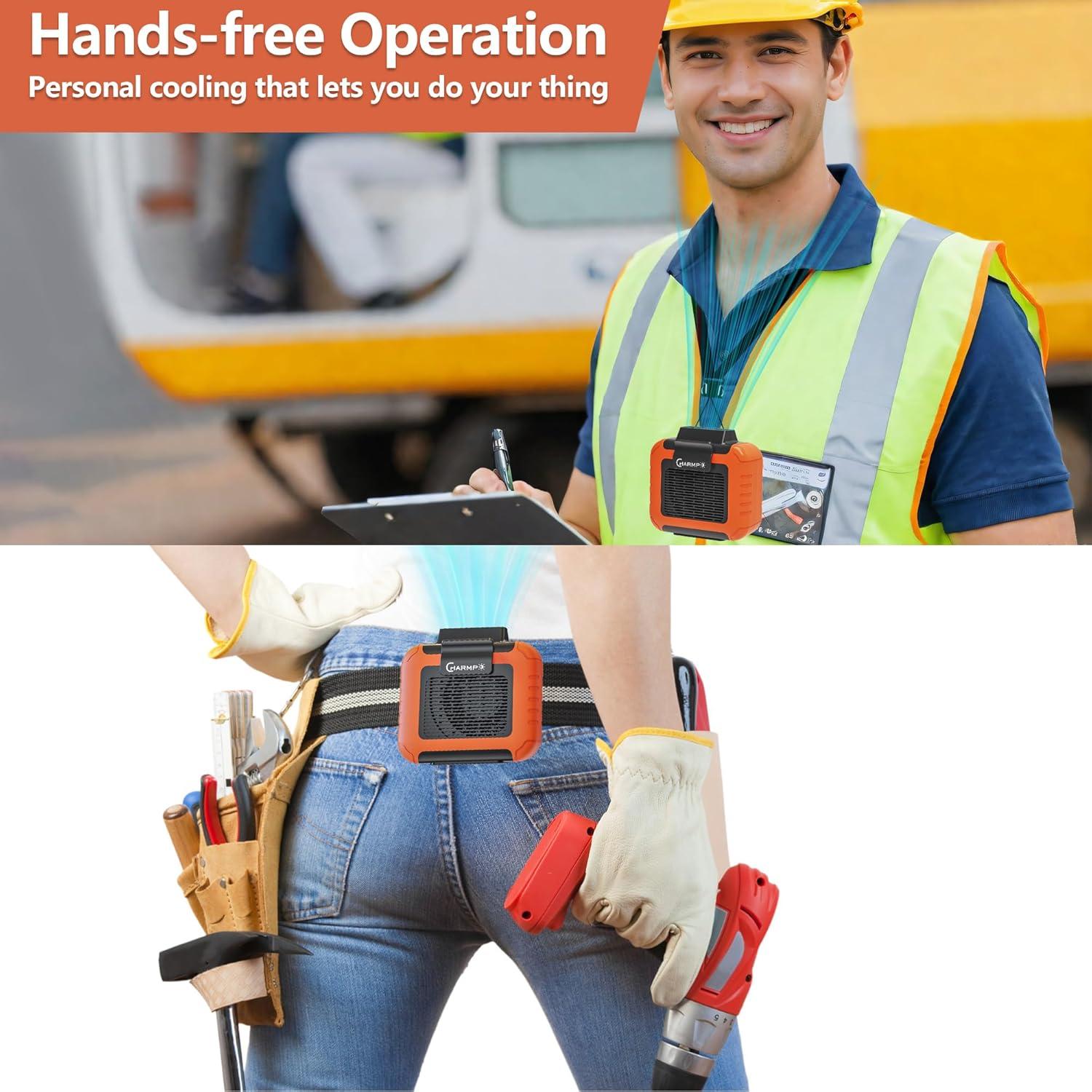 Ventilador de Cintura CHARMP 6000mAh 3 Velocidades Naranja